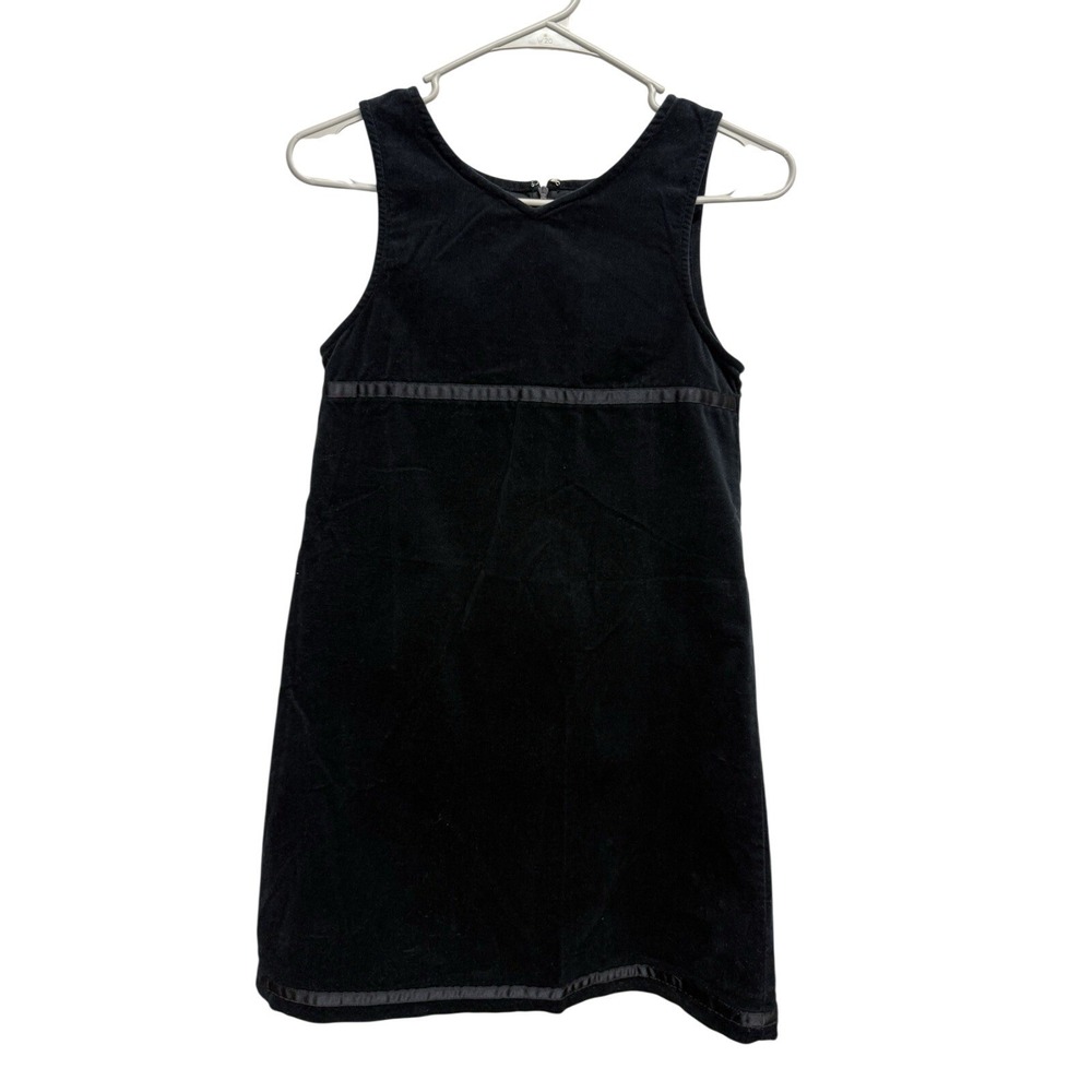 Vintage‎ LL BEAN Girls Sz 10 Black Velour Velvet Sleeveless Jumper Dress Preppy